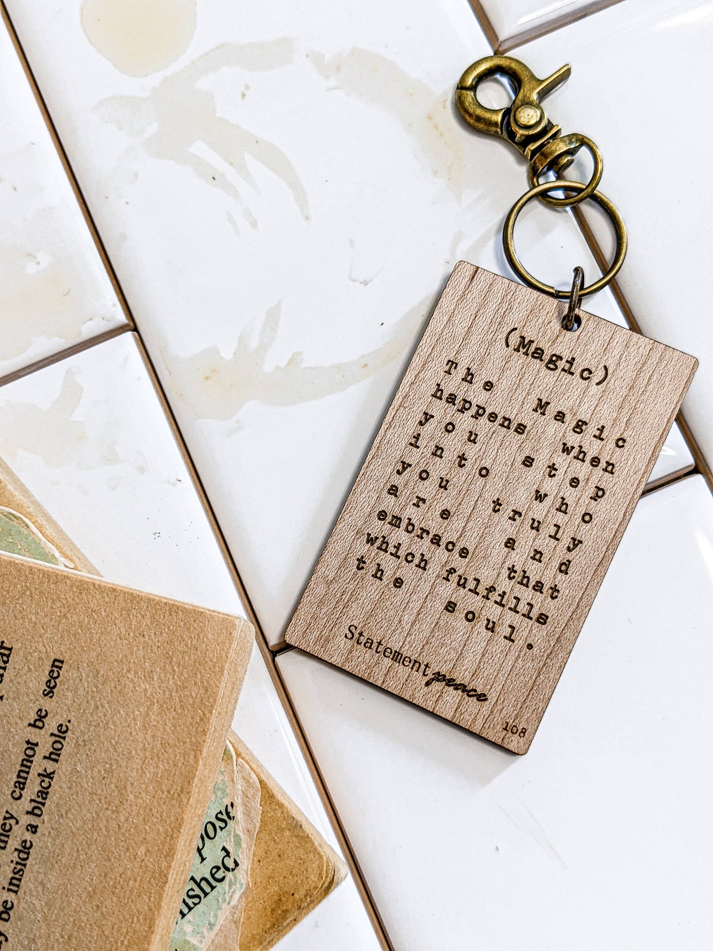 Wooden Key Chain WIth Spiritual Saying