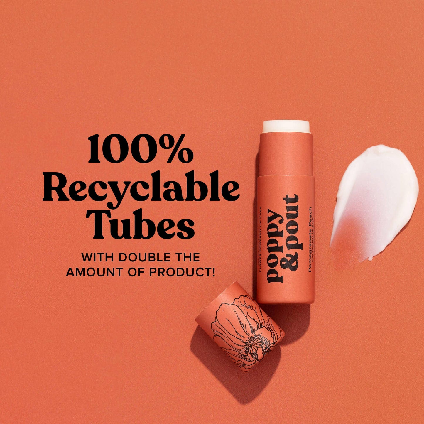 Poppy and Pout Lip Balm, Pomegranate Peach Flavor