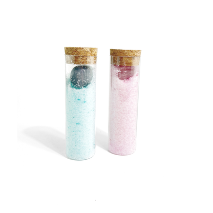 Gem Infused Salt Soak Duo with Rose Quartz + Blue Aventurine Sow the Magic