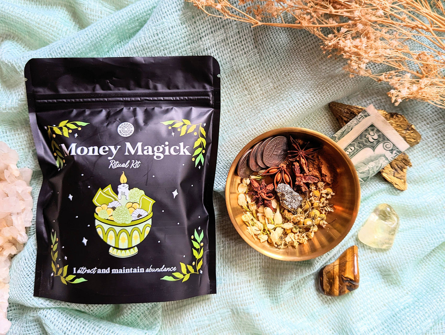 Money Magick Ritual Kit - Abundance, Prosperity, Manifest Goddess Provisions