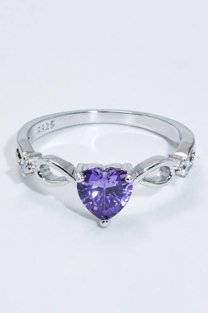 Crystal Heart 925 Sterling Silver Ring Trendsi
