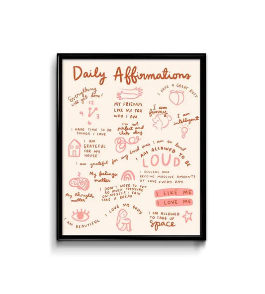 Daily Affirmations Art Print 8x10 Abbie Ren Illustration