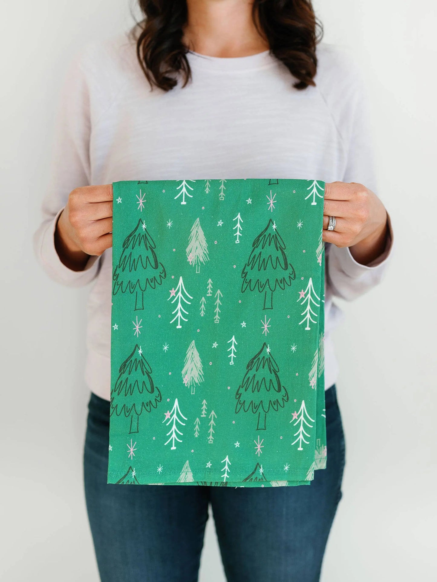 Full Pattern Winter Trees | Christmas Holiday Flour Sack Towel Doe A Deer