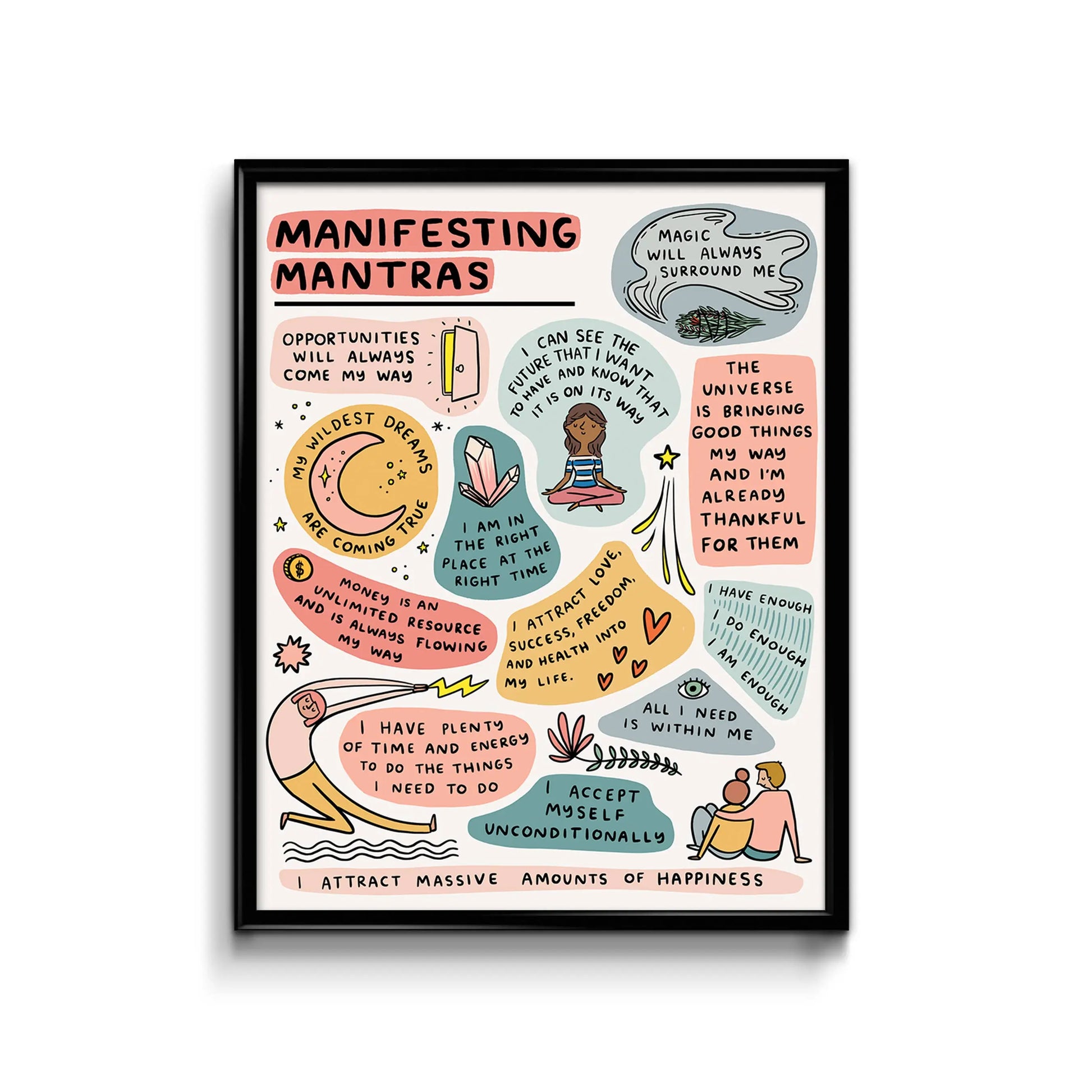 Manifesting Mantras & Affirmations Illustrated Art Print 8x10 Abbie Ren Illustration