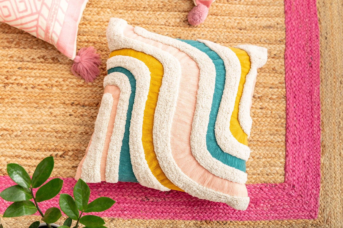 Multi-Color Waves Throw Pillow Effortless Trading Co