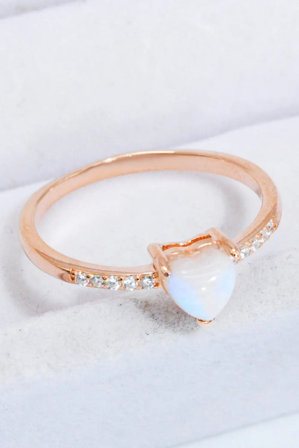 Natural Moonstone Heart 18K Rose Gold-Plated Ring Trendsi
