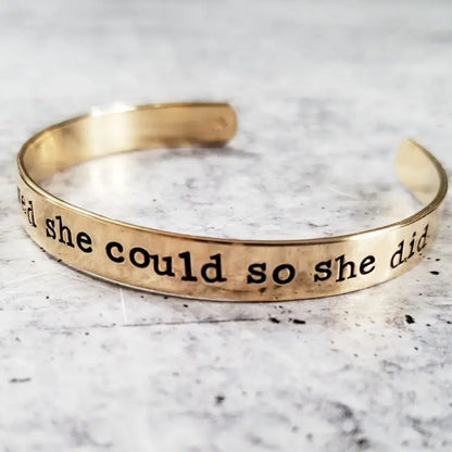 She Believed She Could So She Did Adjustable Stacking Cuff Bracelet Salt and Sparkle