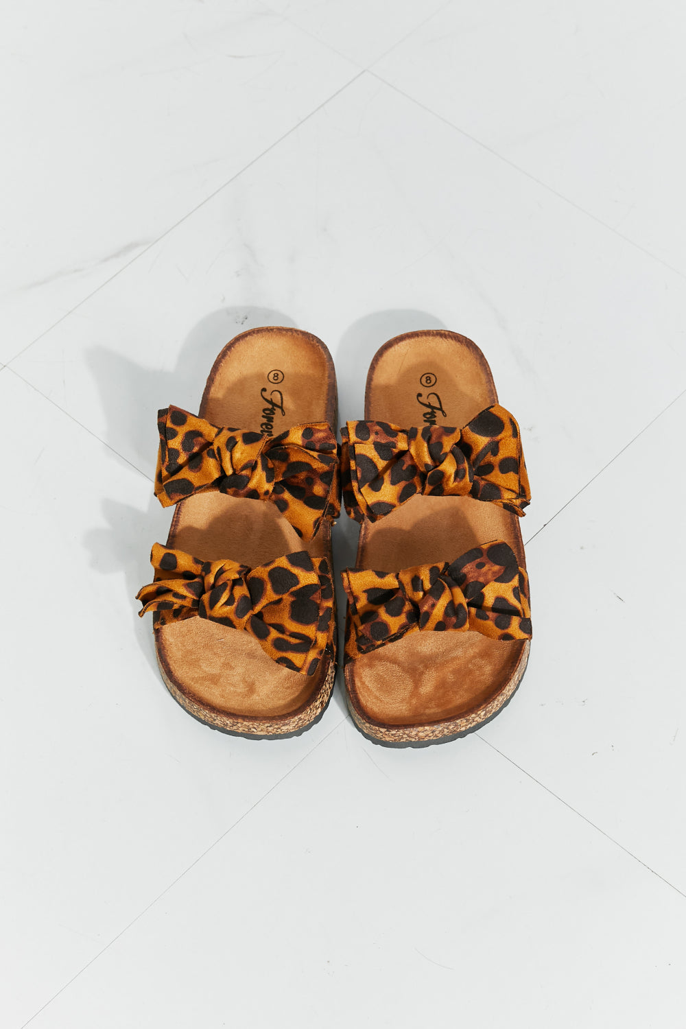 Forever Link Fiercely Feminine Leopard Bow Slide Sandals Trendsi